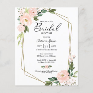 Papier Invitation à la douche nuptiale à budget floral ro
