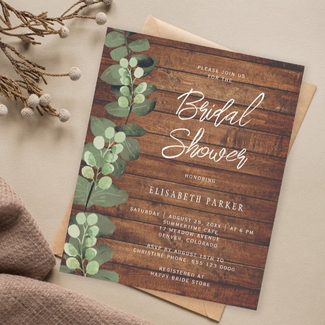 Papier Invitation à la douche nuptiale à l'eucalyptus rus (Créateur téléchargé)