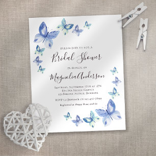 Papier Invitation à la douche nuptiale à papillon budgéta