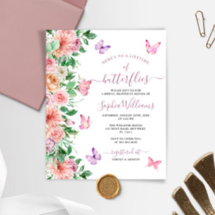 Papier Invitation à la douche nuptiale à papillon rose Bu
