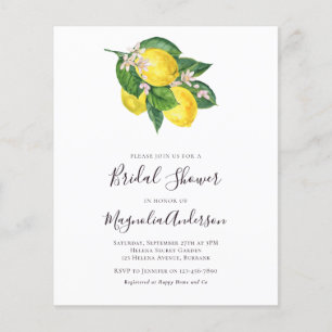 Papier Invitation à la douche nuptiale aux citrons Budget