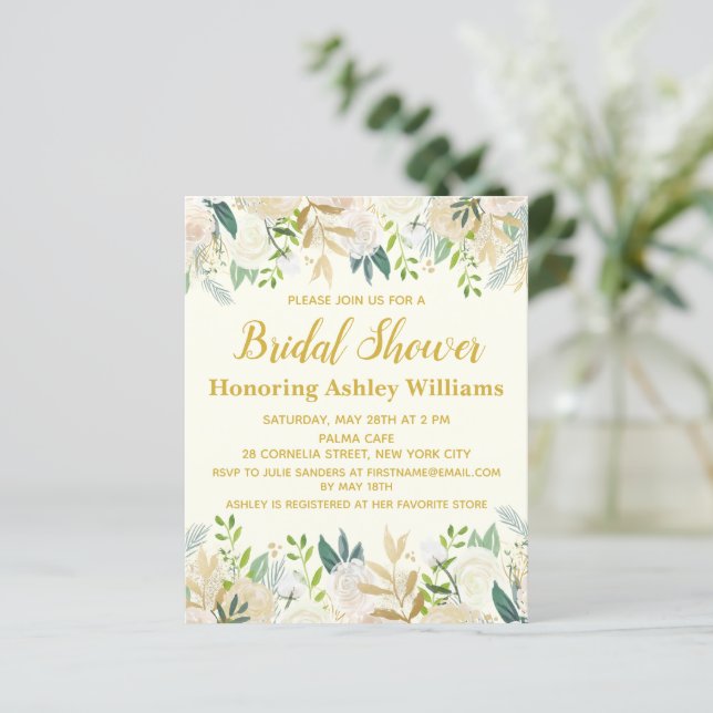 Papier Invitation à la douche nuptiale basse en ivoire (Debout devant)