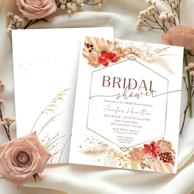 Papier Invitation à la douche nuptiale Boho Terracotta Bu (Créateur téléchargé)