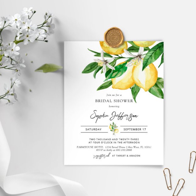 Papier Invitation à la douche nuptiale Budget Lemon Green (Créateur téléchargé)