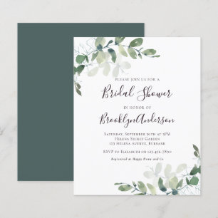 Papier Invitation à la douche nuptiale Budget vert