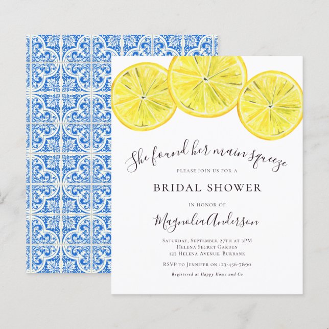 Papier Invitation à la douche nuptiale Citrus Budget (Devant / Derrière)