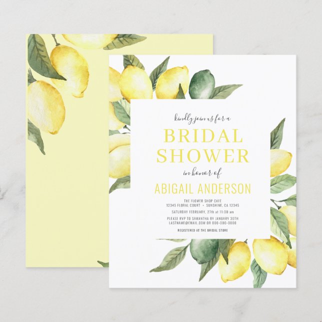 Papier Invitation à la douche nuptiale Citrus Budget (Devant / Derrière)