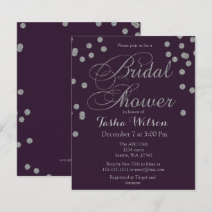 Papier Invitation à la douche nuptiale Confetti argent bu