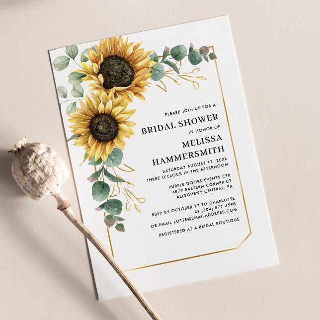 Papier Invitation à la douche nuptiale de tournesol Eucal (Créateur téléchargé)
