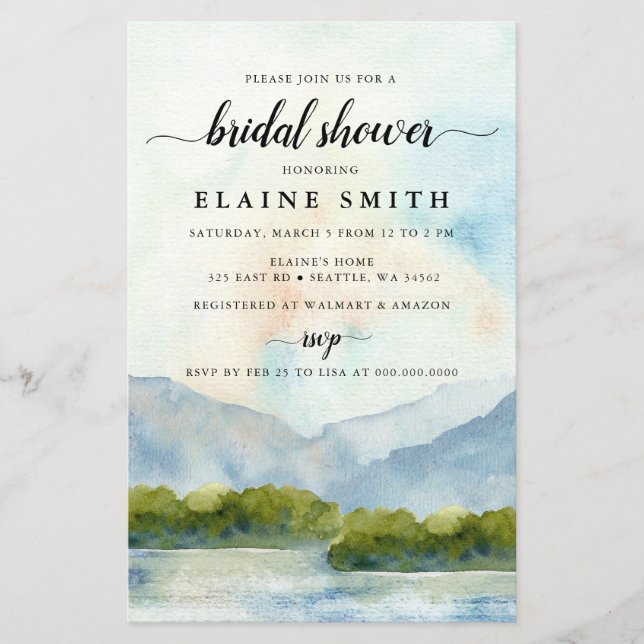 Papier Invitation à la douche nuptiale du lac Budget Moun (Devant)
