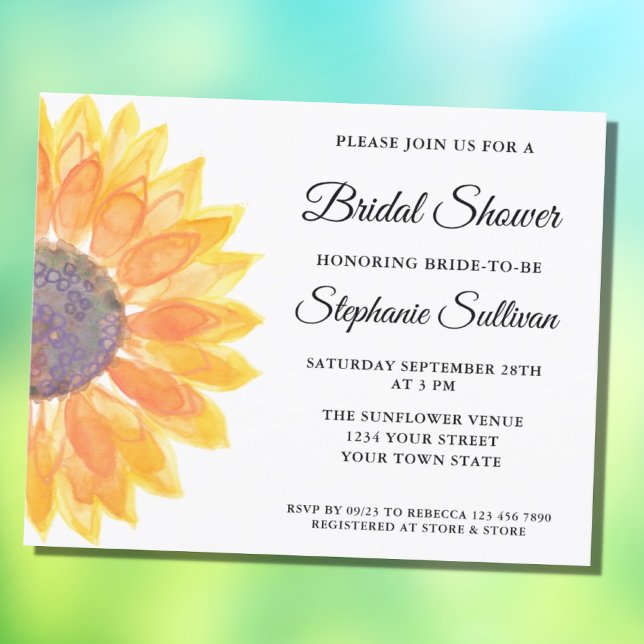 Papier Invitation à la douche nuptiale du tournesol Budge (Créateur téléchargé)