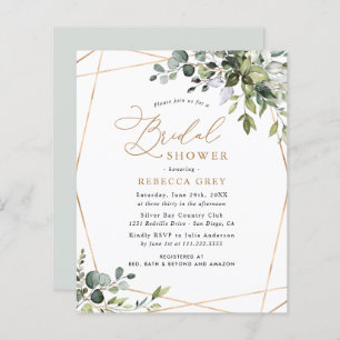 Papier Invitation à la douche nuptiale en or Budget Green