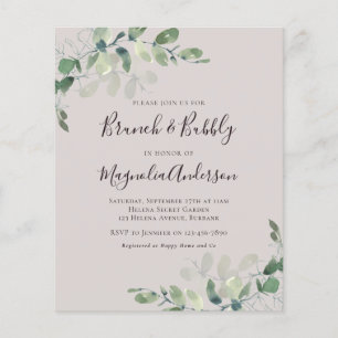 Papier Invitation à la douche nuptiale Eucalyptus Budget