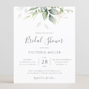 Papier Invitation à la douche nuptiale Eucalyptus Budget