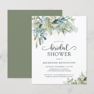 Papier Invitation à la douche nuptiale Eucalyptus vert BU
