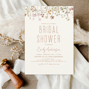 Papier Invitation à la douche nuptiale Fleur sauvage Boho
