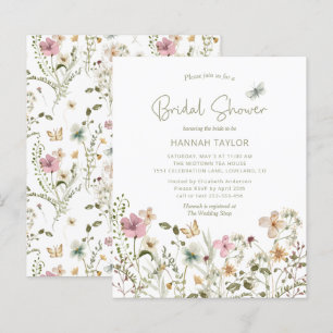 Papier Invitation à la douche nuptiale Fleur sauvage Boho
