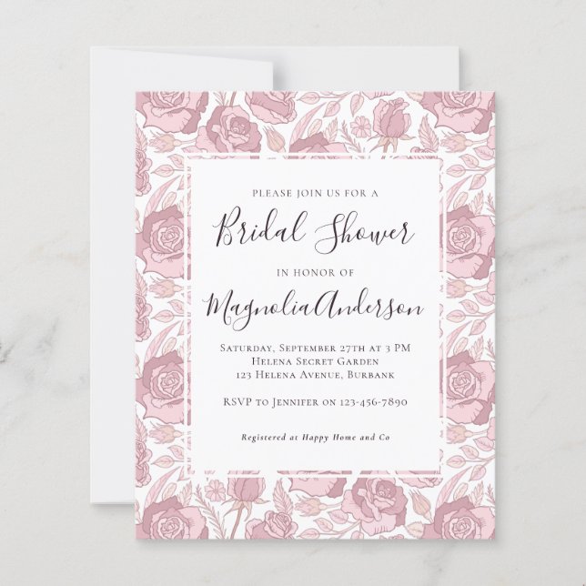 Papier Invitation à la douche nuptiale flush Budget (Devant)