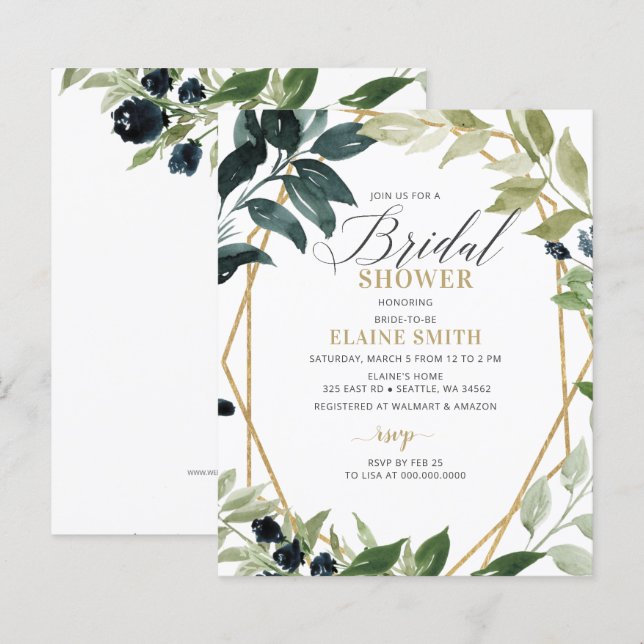 Papier Invitation à la douche nuptiale géométrique Budget (Devant / Derrière)