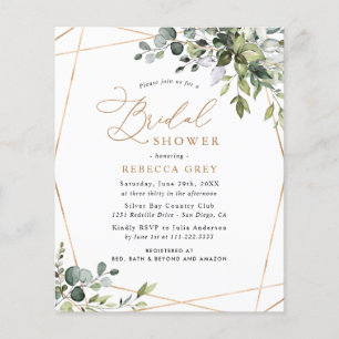 Papier Invitation à la douche nuptiale Gold Budget