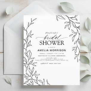 Papier Invitation à la douche nuptiale noire et blanche F