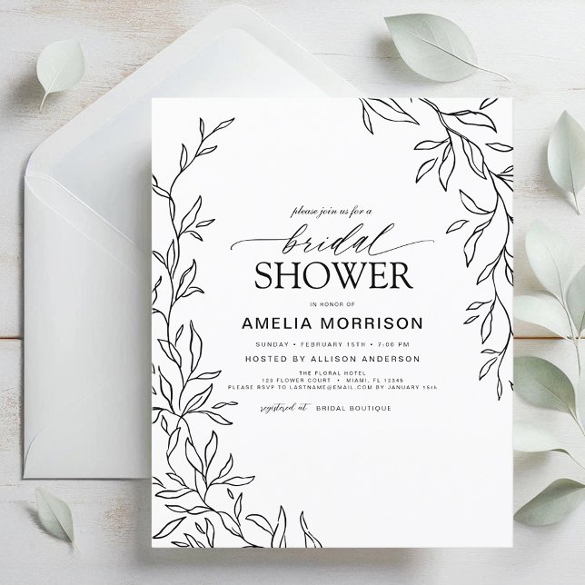 Papier Invitation à la douche nuptiale noire et blanche F (Créateur téléchargé)
