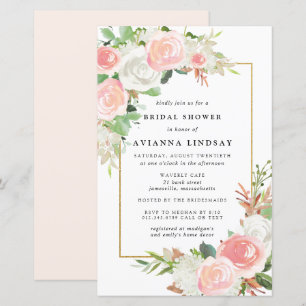 Papier Invitation à la douche nuptiale rose blanc budget