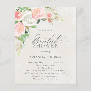 Papier Invitation à la douche nuptiale rose blanc budget