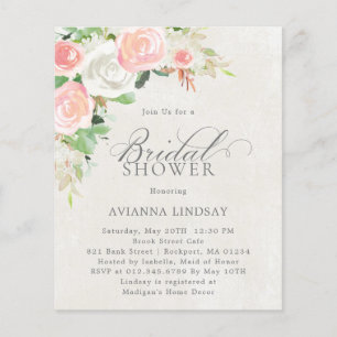 Papier Invitation à la douche nuptiale rose blanc budget
