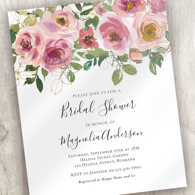 Papier Invitation à la douche nuptiale rose budget (Créateur téléchargé)