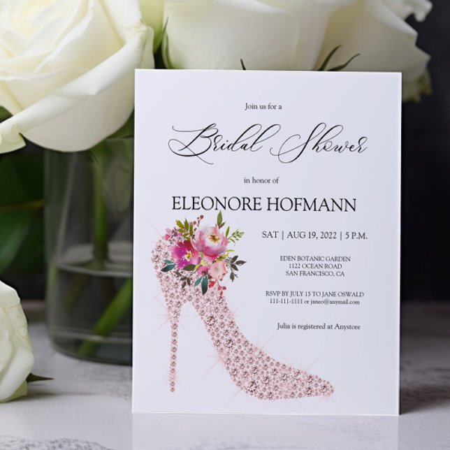 Papier Invitation à la douche nuptiale rose budget talons (Créateur téléchargé)