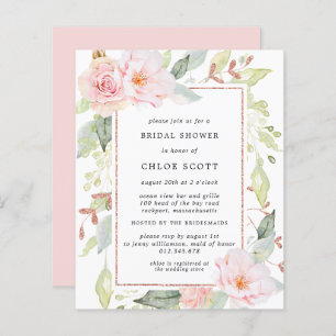 Papier Invitation à la douche nuptiale rose floral