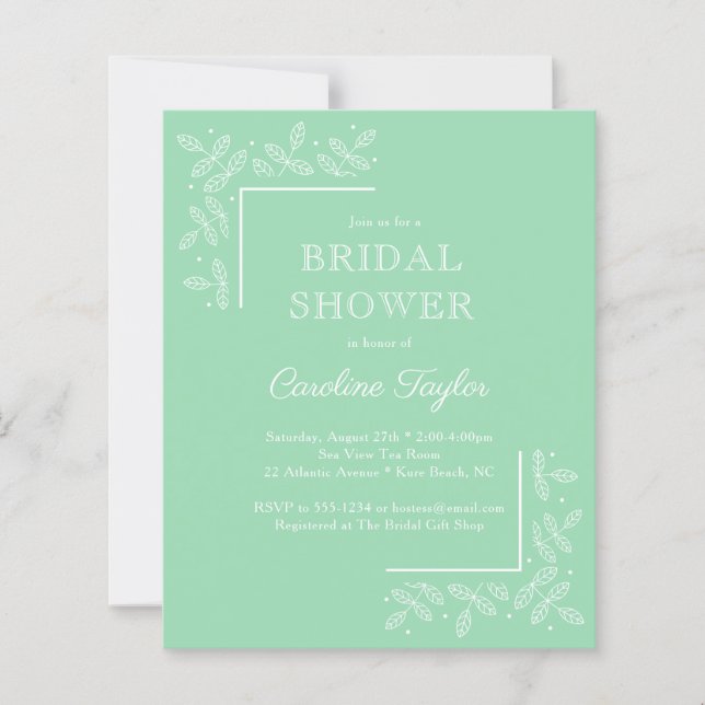 Papier Invitation à la douche nuptiale verte de la Monnai (Devant)