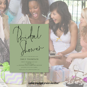 Papier Invitation à la douche nuptiale verte de Sage Budg