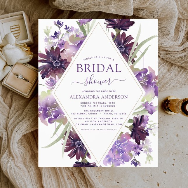 Papier Invitation à la douche nuptiale violet budget (Créateur téléchargé)