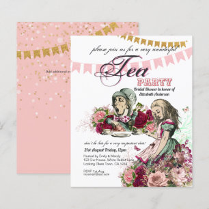 Papier Invitation à la fête à thé d'Alice au Pays des Mer