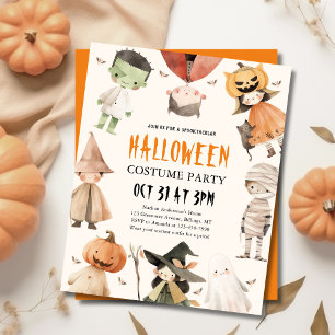 Papier Invitation à la fête costumée de l'Halloween pour