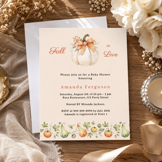 Papier Invitation à la fête de douche de mariée de crème  (Créateur téléchargé)