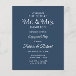 Papier Invitation à la fête de fiançailles de M. et Mme F