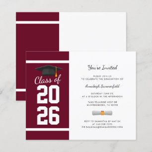 Papier Invitation à la fête de fin d'études 2026 Bourgogn