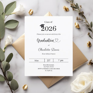 Papier Invitation à la fête de fin d'études moderne pour