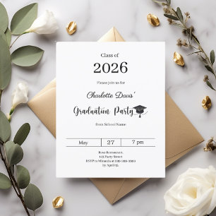 Papier Invitation à la fête de fin d'études moderne promo