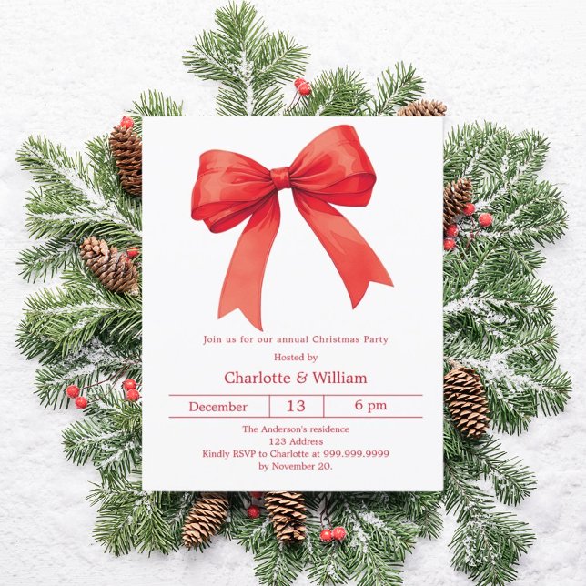 Papier Invitation à la fête de Noël de l'arc rouge (Créateur téléchargé)