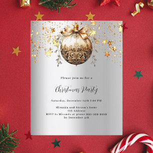 Papier Invitation à la fête de Noël de l'étoile en or d'a