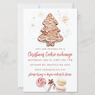 Papier Invitation à la fête de Noël d'échange de biscuits