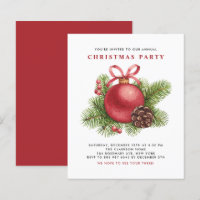 Invitation à la fête de Noël du bal rouge