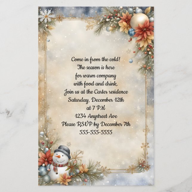Papier Invitation à la fête de Noël du petit bonhomme de  (Devant)
