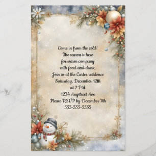 Papier Invitation à la fête de Noël du petit bonhomme de