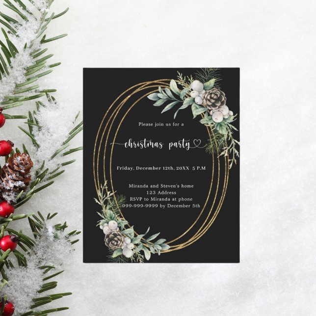 Papier Invitation à la fête de Noël en pin noir (Créateur téléchargé)