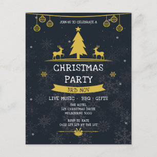 Papier Invitation à la fête de Noël flocon de neige Navy 